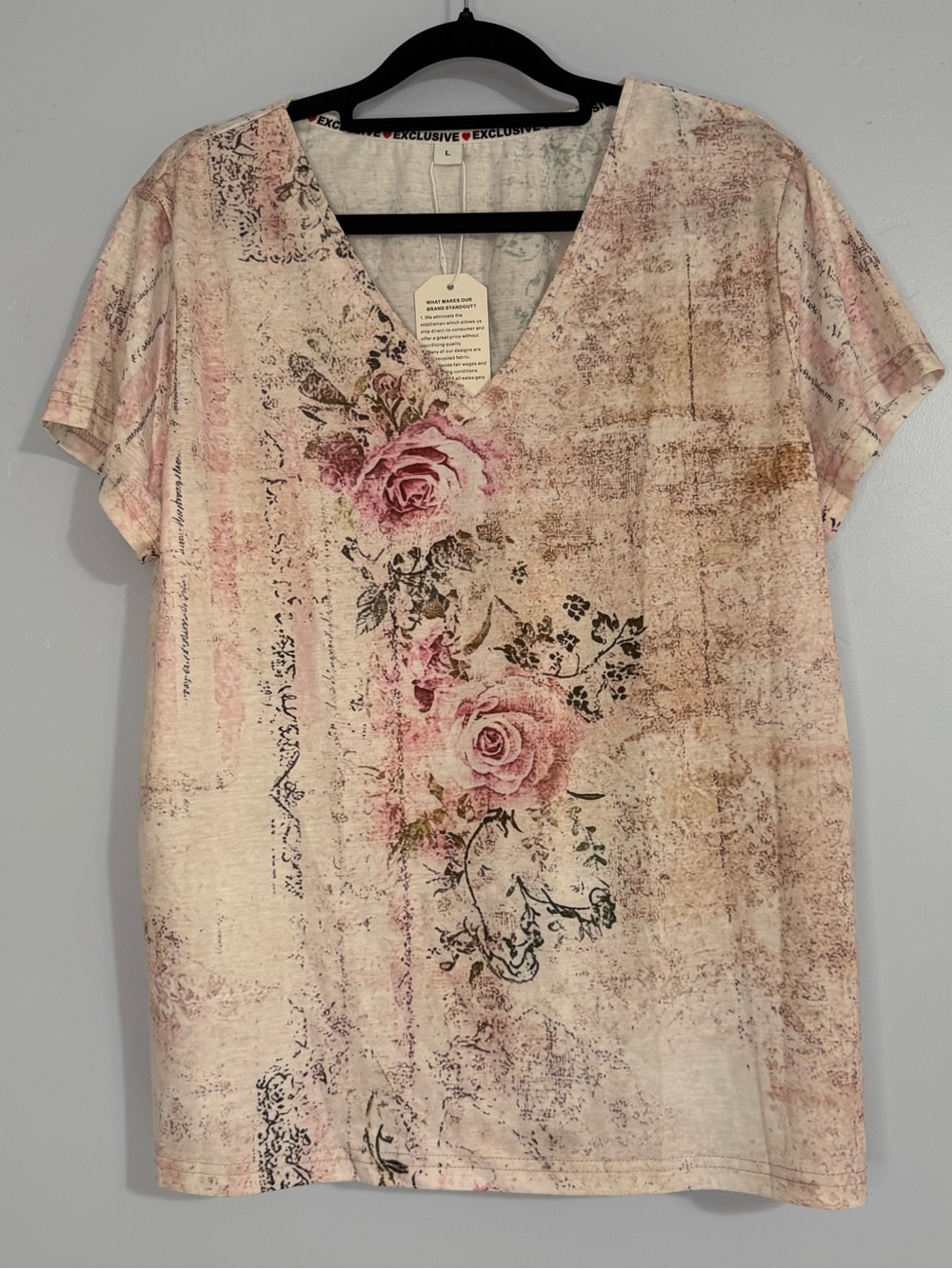 Y2K Inspired Floral V-Neck Tee